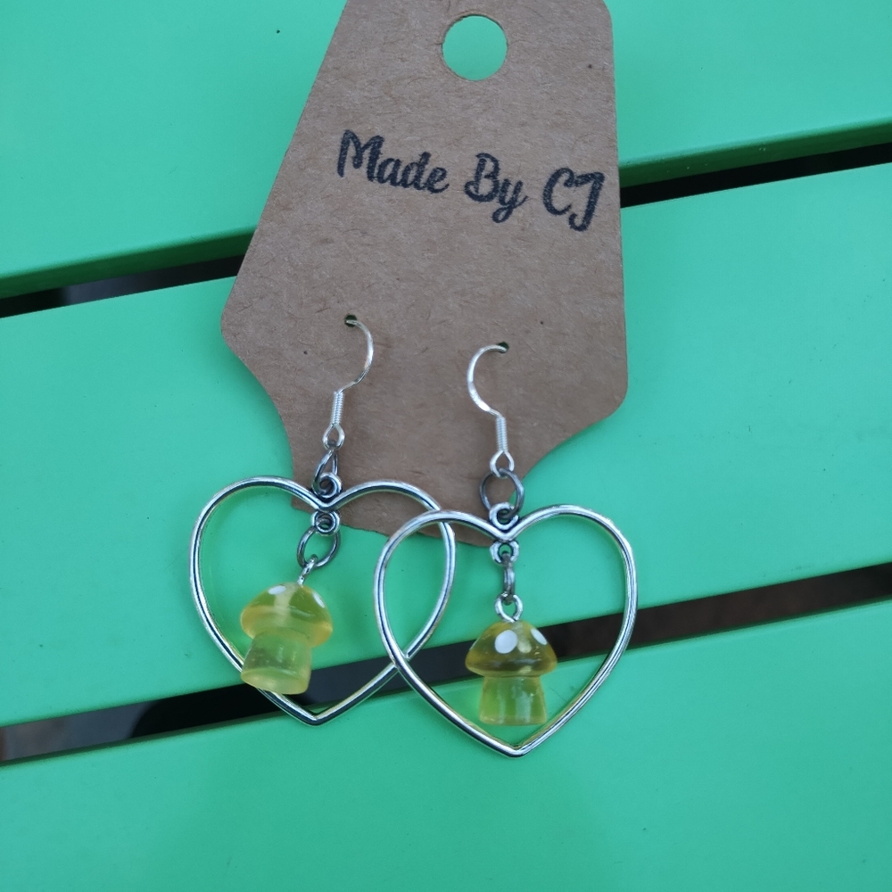 For the love of mushrooms earrings luminous mushroom hypoallergenic silver